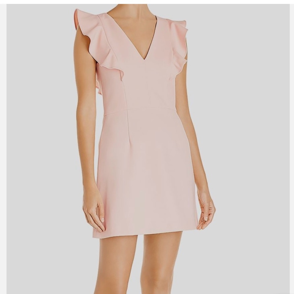 Elegant Pink Ruffle Sleeve Dress